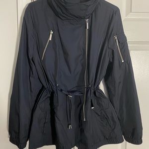 French Connection Anorak Soft Shell Coat with Hidden Hood Size L Charcoal Grey